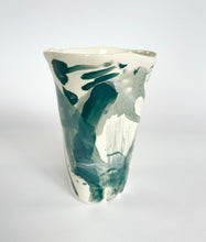 Load image into Gallery viewer, Ceramic abstract vase- blue green
