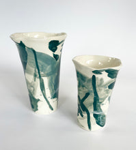 Load image into Gallery viewer, Ceramic abstract vase- blue green
