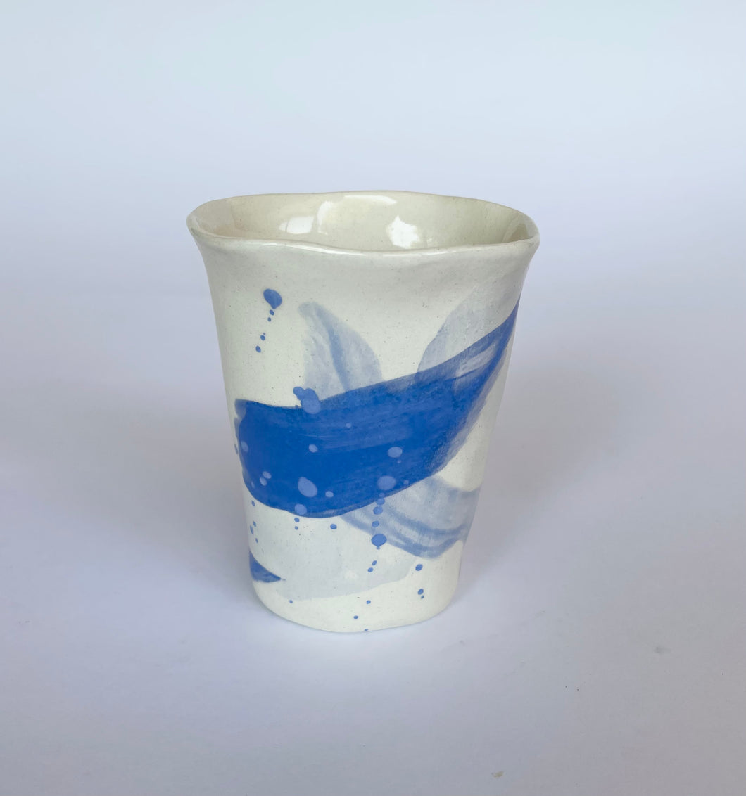 Ceramic abstract vase- blue