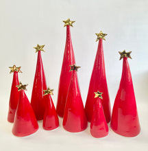 Load image into Gallery viewer, Ceramic Trees Red with 22k Gold Individual #2 (4 inches)
