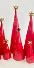 Load image into Gallery viewer, Ceramic Trees Trio Red with 22k Gold #2 (4.5-6.5 inches)
