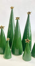 Load image into Gallery viewer, Ceramic Tree Dark Green + 22k Gold trio #2 (4-6 inches)
