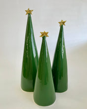 Load image into Gallery viewer, Ceramic Tree Dark Green and 22k Gold #4 Trio (7.5-10 inches)
